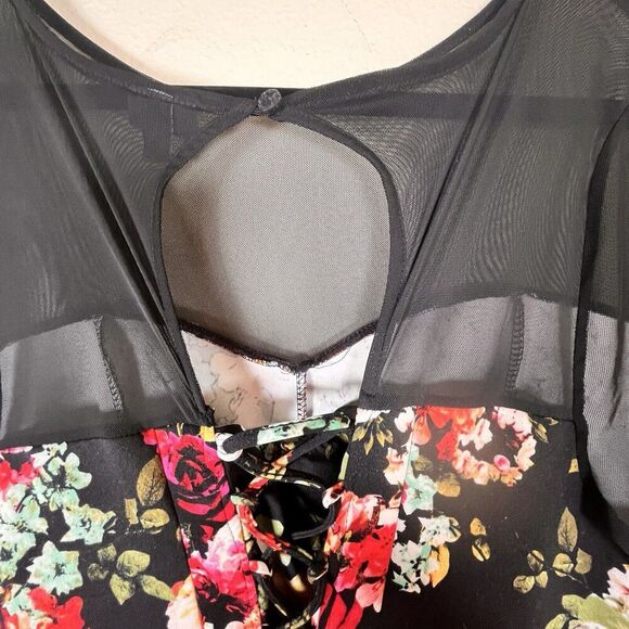 Torrid-Plus Size - Woman’s Size 4X Mini Scuba Illusion Neck Dress Black Floral - Picture 9 of 13